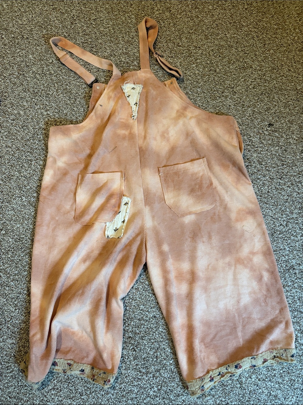 Peach Patchwork Overalls - Vintage-Inspired - Picture 3 of 4